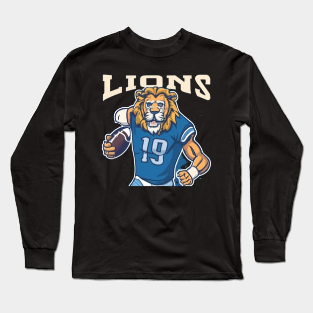 Detroit lions football vector design Long Sleeve T-Shirt by Nasromaystro